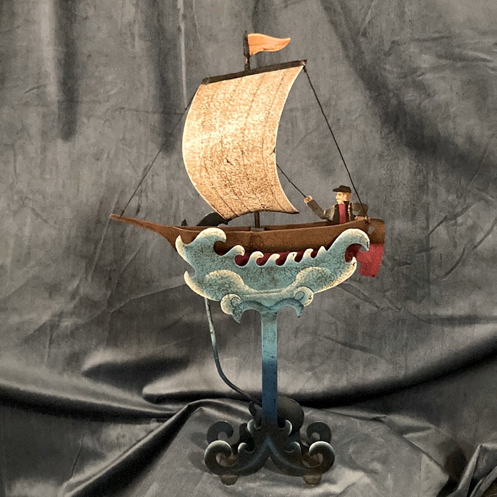 Vintage Balancing Toy Old Man and the Sea  Ship on waves. Perfect Christmas gift
